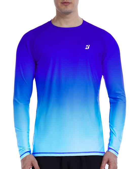 Roadbox Men's UPF 50+ Swim Shirts, Long Sleeve UV Sun Protection Rash Guard, Quick Dry SPF T-Shirt for Beach Surfing Fishing