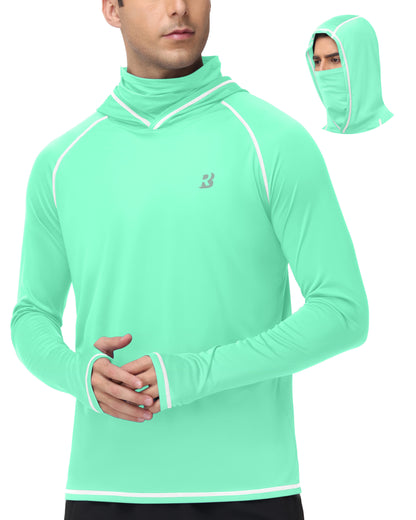 Roadbox Men's Sun Hoodie with Mask, UPF 50+ Long Sleeve Fishing Shirts, UV Outdoor Swim Hiking Running Workout Rash Guard