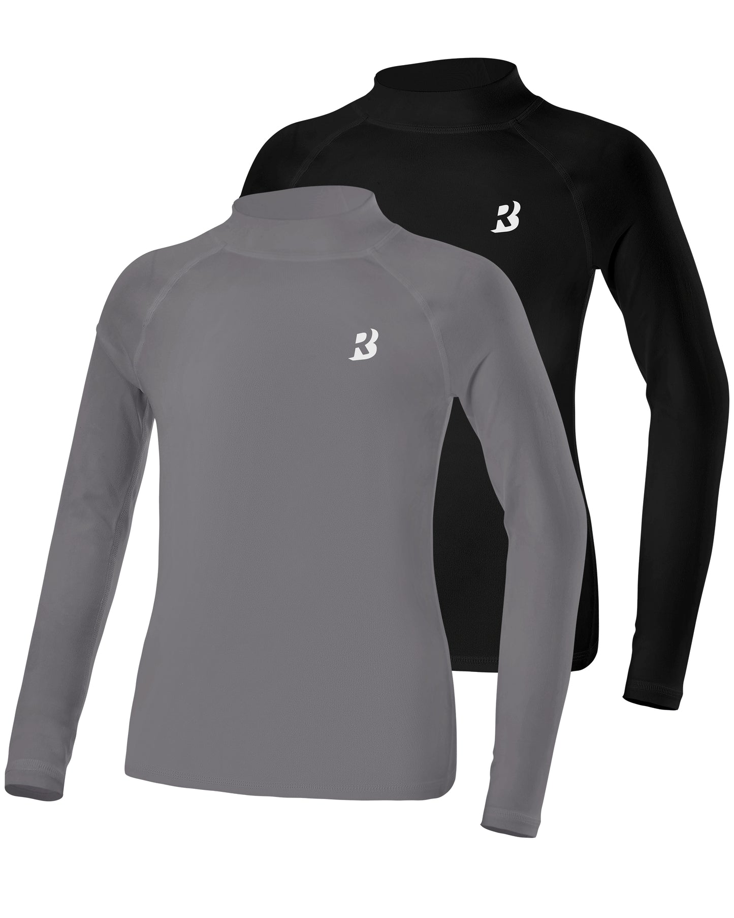 Roadbox Boys Girls Compression Shirts - Youth Long Sleeve Athletic Undershirt Mock Neck for Football Baseball Basketball