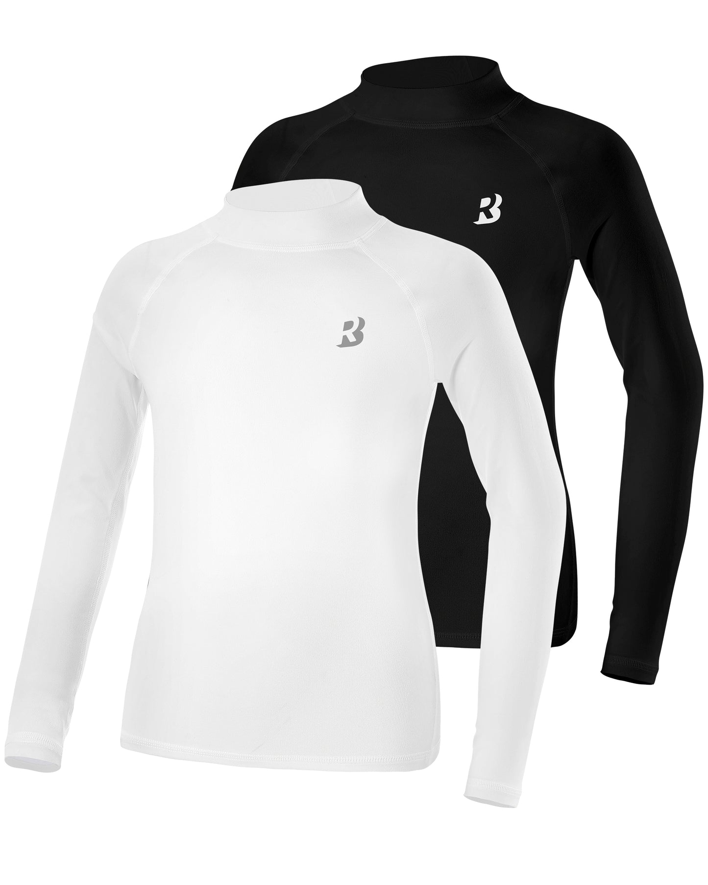Roadbox Boys Girls Compression Shirts - Youth Long Sleeve Athletic Undershirt Mock Neck for Football Baseball Basketball