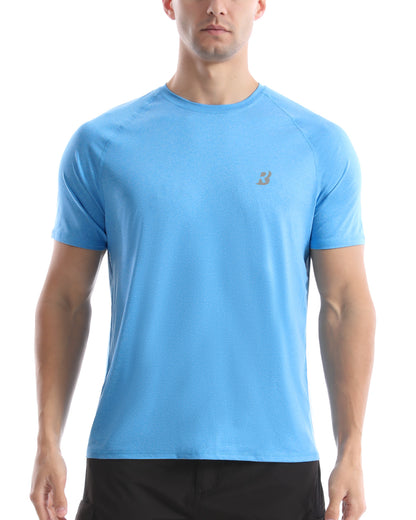 Roadbox Swim Shirts Short Sleeve for Men, Sun Protection UPF 50+ Fishing Rash Guard, UV Gym Workout Shirt for Running Outdoor