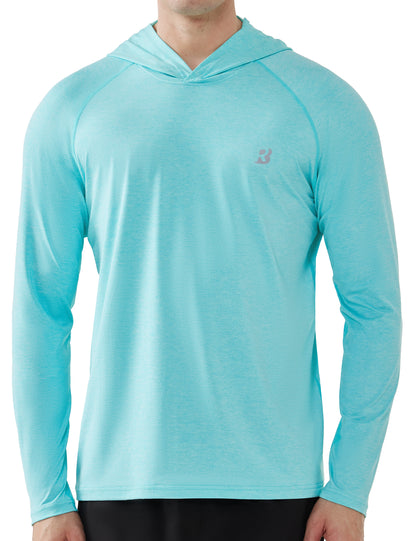 Roadbox Men's UPF 50+ Fishing Shirts, Long Sleeve UV Sun Protection SPF Hoodie, Quick Dry Swim Rash Guard for Outdoor Hiking