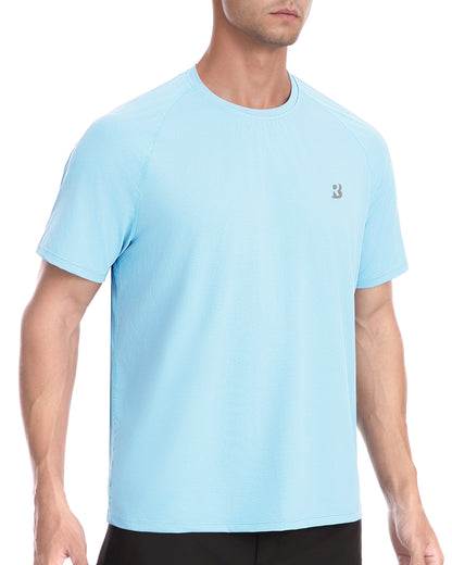 Roadbox Men's Rash Guard Short Sleeve, UPF 50+ UV Sun Protection Water T-Shirts, Cool Dry Swim Shirts for Surf Beach Fishing