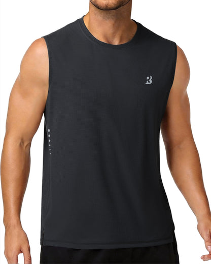 Roadbox Men’s Athletic Sleeveless Shirts, Quick Dry Workout Tank Top, Lightweight Muscle Shirts for Sports Gym Running Summer
