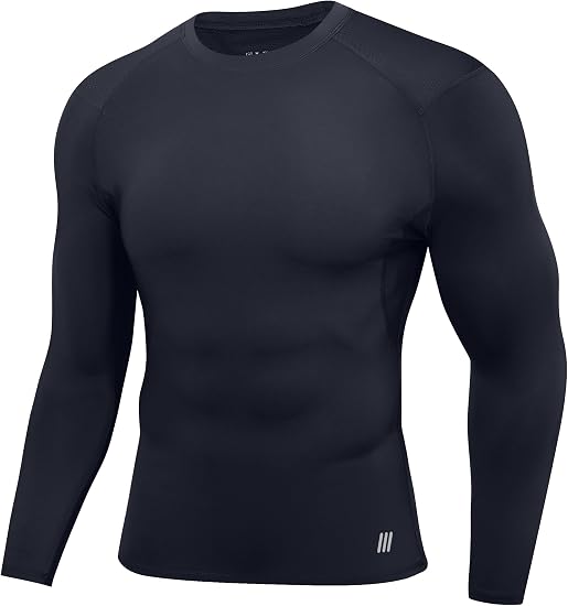 Roadbox Men's Compression Shirts Long Sleeve, UPF 50+ Base Layer Undershirts, Cool Dry Workout Gym Tops for Running Football