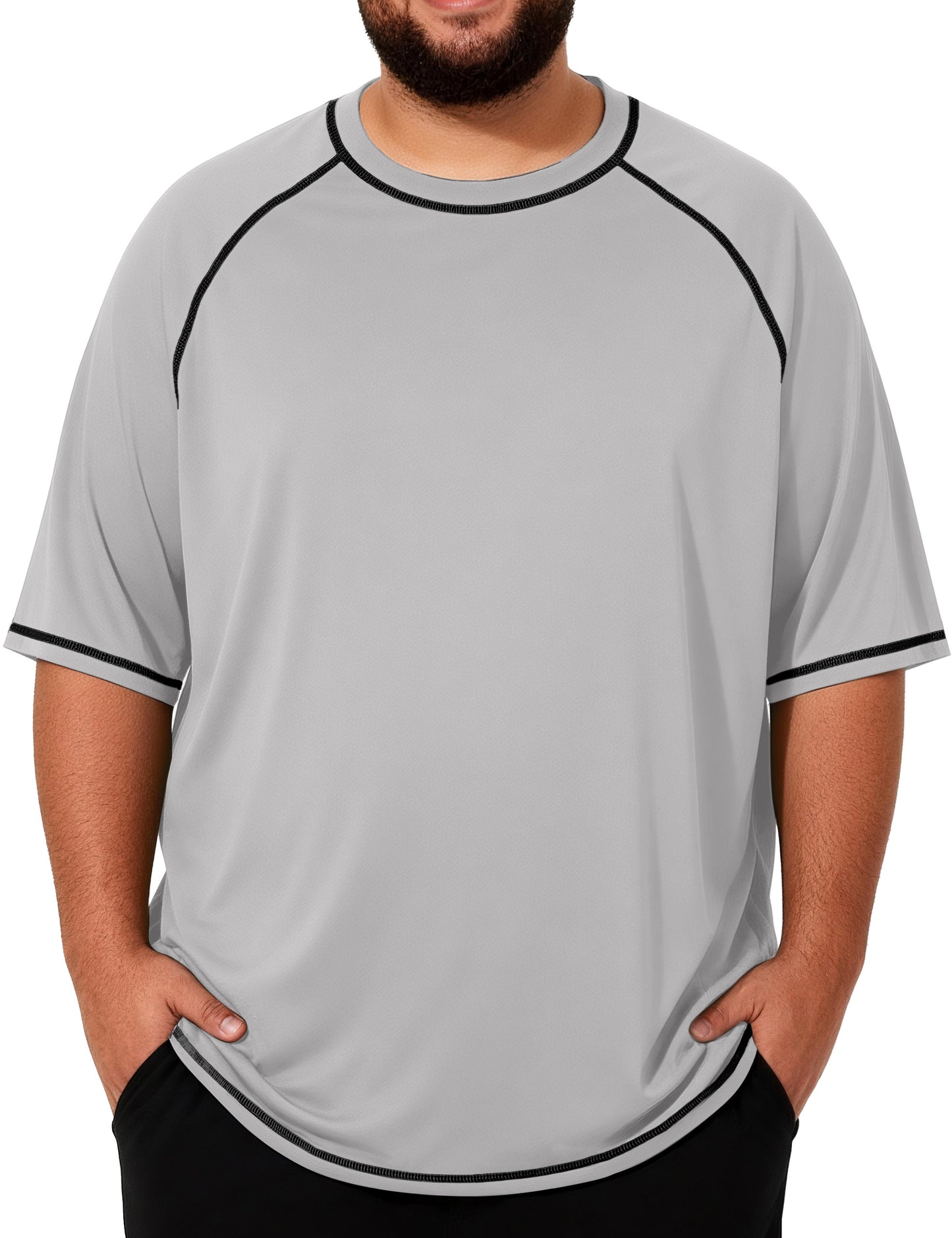 Roadbox Mens Big and Tall Swim Shirt, UPF 50+ Short Sleeve Rash Guard, UV Sun Protection Quick Dry Water T-Shirts for Beach