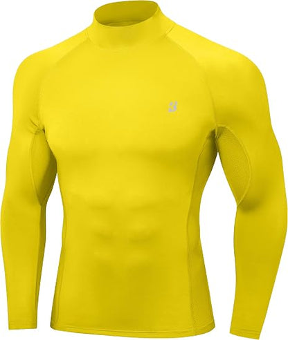 Roadbox Men's Mock Turtleneck Compression Shirts, Long Sleeve Undershirts