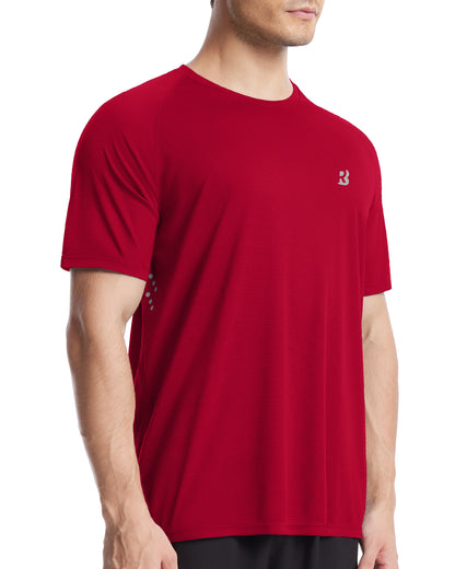 Roadbox Men's UPF 50+ Swim Rash Guard, Short Sleeve UV Sun Protection Workout Athletic Shirts Quick Dry Gym Running Tee Tops