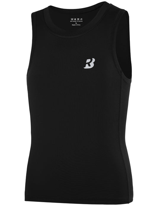 Roadbox Boys Compression Tank Tops, Tagless Soft Athletic Undershirts, Quick Dry Sleeveless Base Layer Shirt for Kids Youth