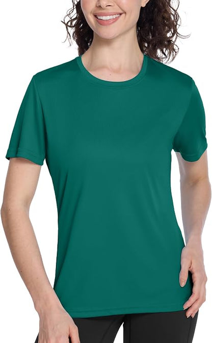 Roadbox Women's Workout Tops Short Sleeve, UPF 50+ Sun Protection Shirts, Quick Dry Athletic Gym Running Hiking Tee Shirt