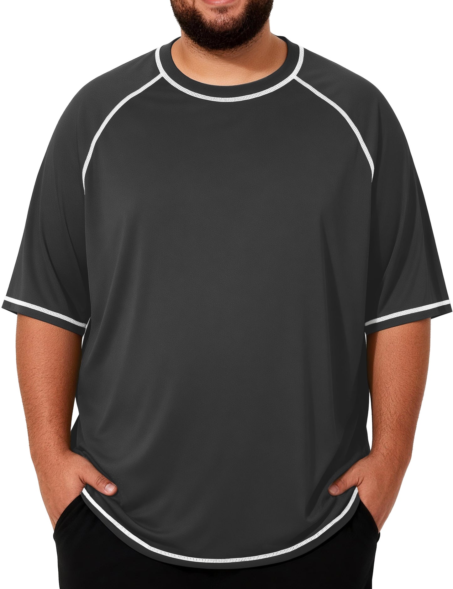 Roadbox Mens Big and Tall Swim Shirt, UPF 50+ Short Sleeve Rash Guard, UV Sun Protection Quick Dry Water T-Shirts for Beach