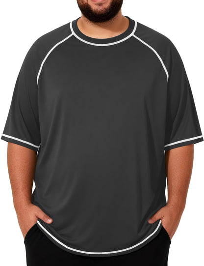 Roadbox Mens Big and Tall Swim Shirt, UPF 50+ Short Sleeve Rash Guard, UV Sun Protection Quick Dry Water T-Shirts for Beach