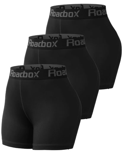 Roadbox 3" Women's Volleyball Spandex Shorts with Pocket/Non-Pocket, 2/3 Pack Compression Shorts for Workout Running Gym Yoga