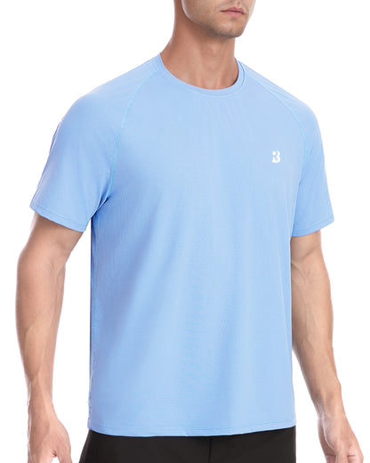 Roadbox Men's Rash Guard Short Sleeve, UPF 50+ UV Sun Protection Water T-Shirts, Cool Dry Swim Shirts for Surf Beach Fishing