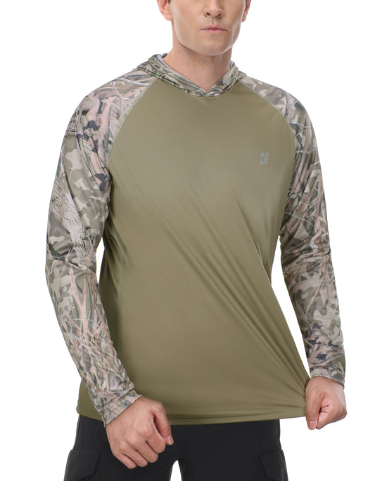 Roadbox UPF 50+ Fishing Shirts for Men Long Sleeve UV Sun Protection Hoodie Outdoor Hiking Shirts