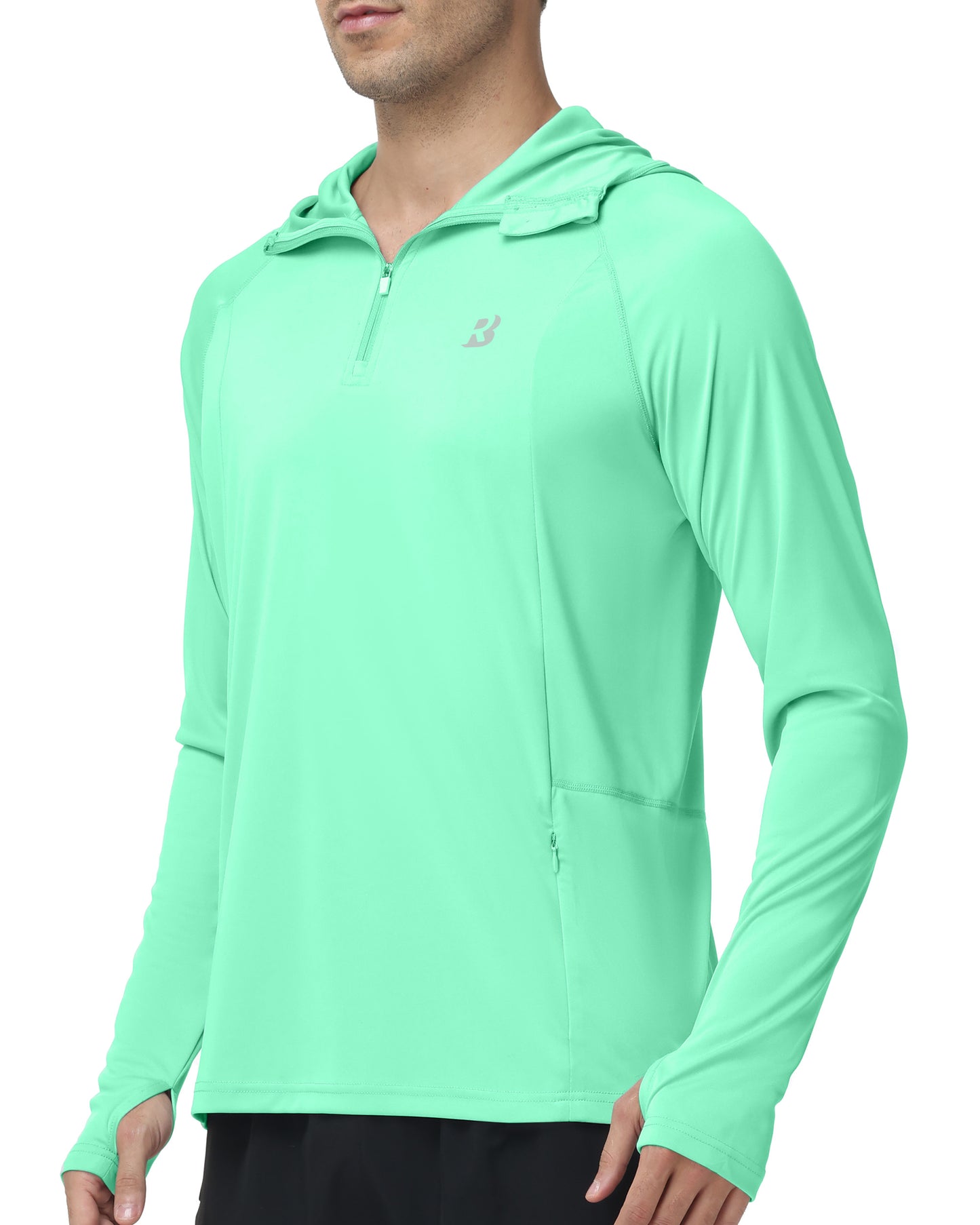 Roadbox UPF 50+ Sun Hoodie for Men, 1/4 Zip Fishing Shirt with Long Sleeve UV Protection for Outdoor Hiking