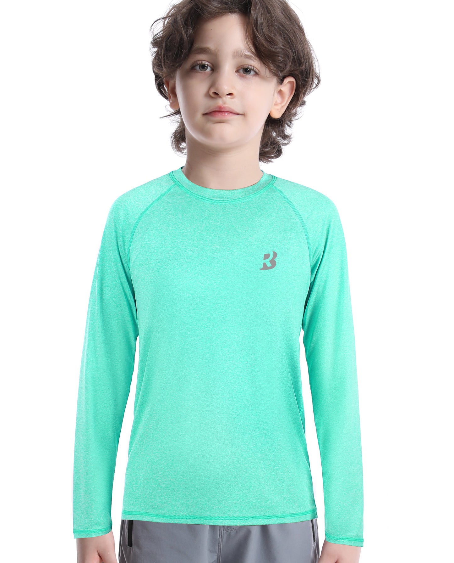 Roadbox Boys Rash Guard Swim Shirt, UPF 50 Sun Protection Long Sleeve, Quick Dry Swimming Fishing Shirts for Kids Youth