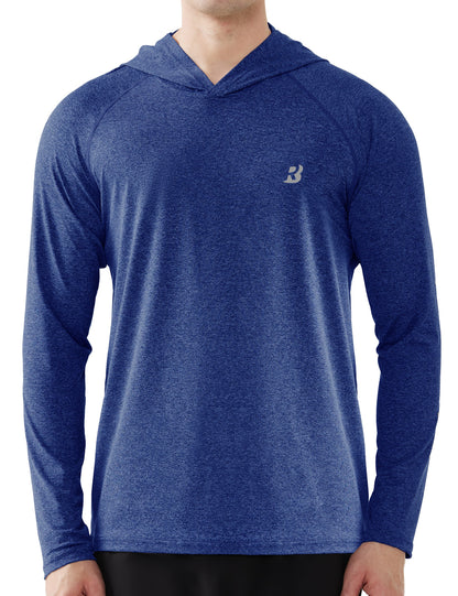 Roadbox Men's UPF 50+ Fishing Shirts, Long Sleeve UV Sun Protection SPF Hoodie, Quick Dry Swim Rash Guard for Outdoor Hiking