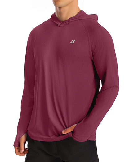 Roadbox UPF 50+ Fishing Shirts for Men, Long Sleeve UV Protection Sun Hoodie, Swim Rash Guard for Hiking Running Workout