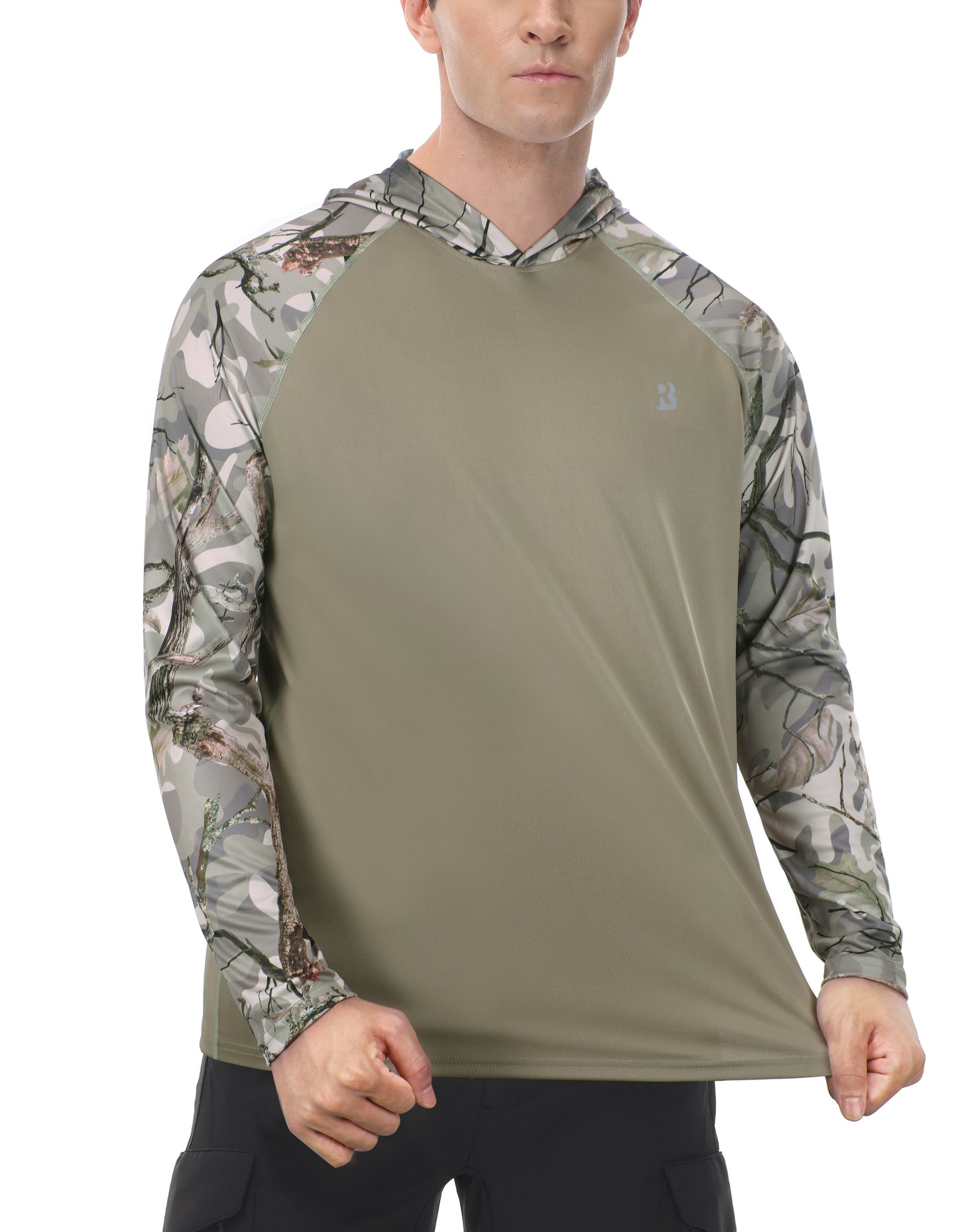 Roadbox UPF 50+ Fishing Shirts for Men Long Sleeve UV Sun Protection Hoodie Outdoor Hiking Shirts