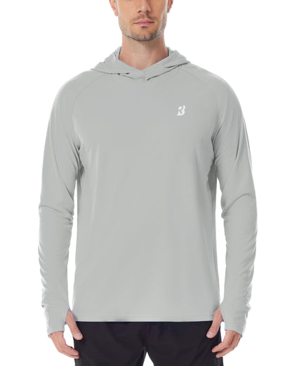Roadbox Mens UPF 50+ Fishing Shirt, Long Sleeve UV Sun Protection Hoodies, Quick Dry Rash Guard for Hiking Outdoor Working