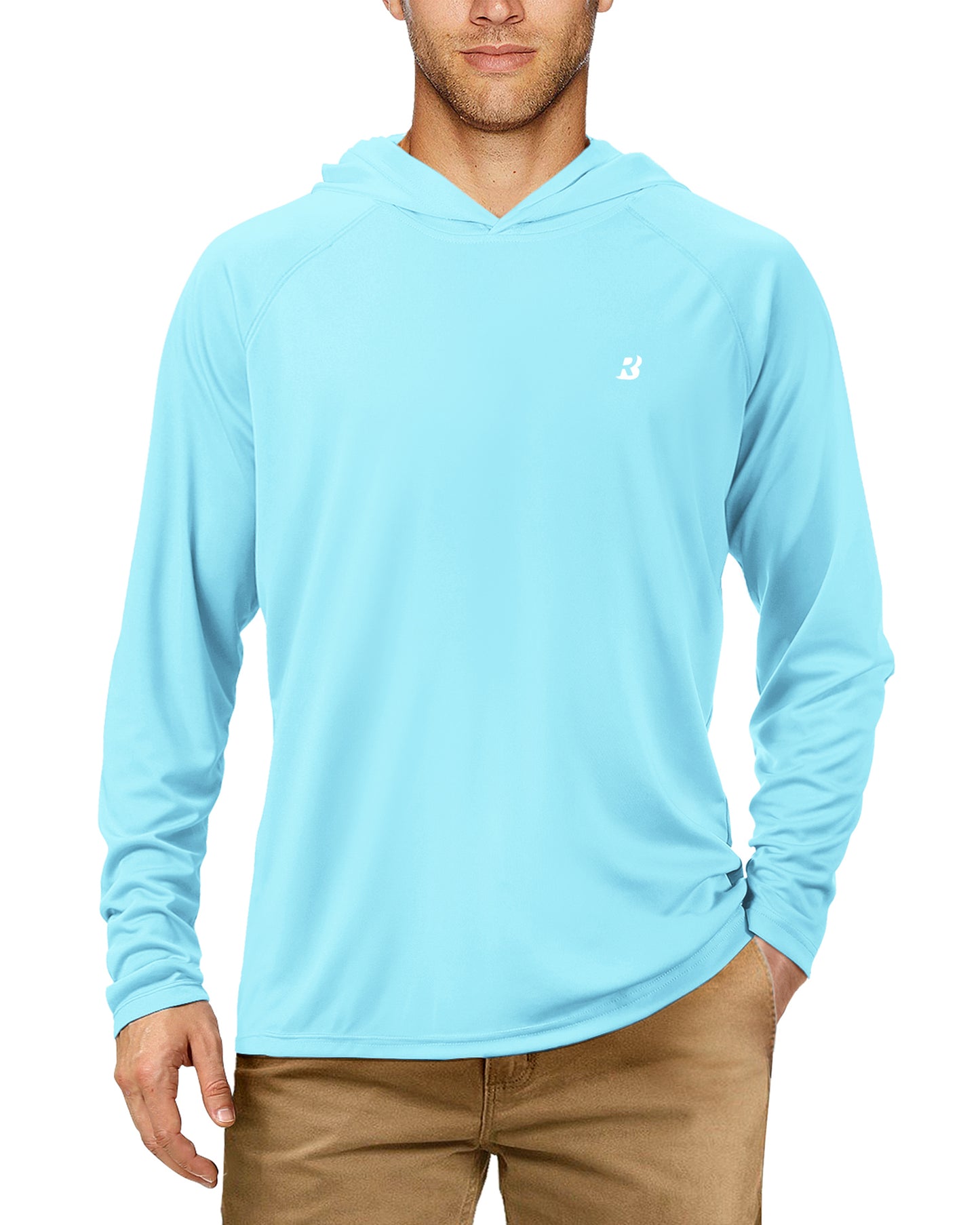 Roadbox Men's Sun Protection Long Sleeve Hoodie UPF 50+ Outdoor UV Fishing Shirts for Workout, Running, Fishing, Hiking