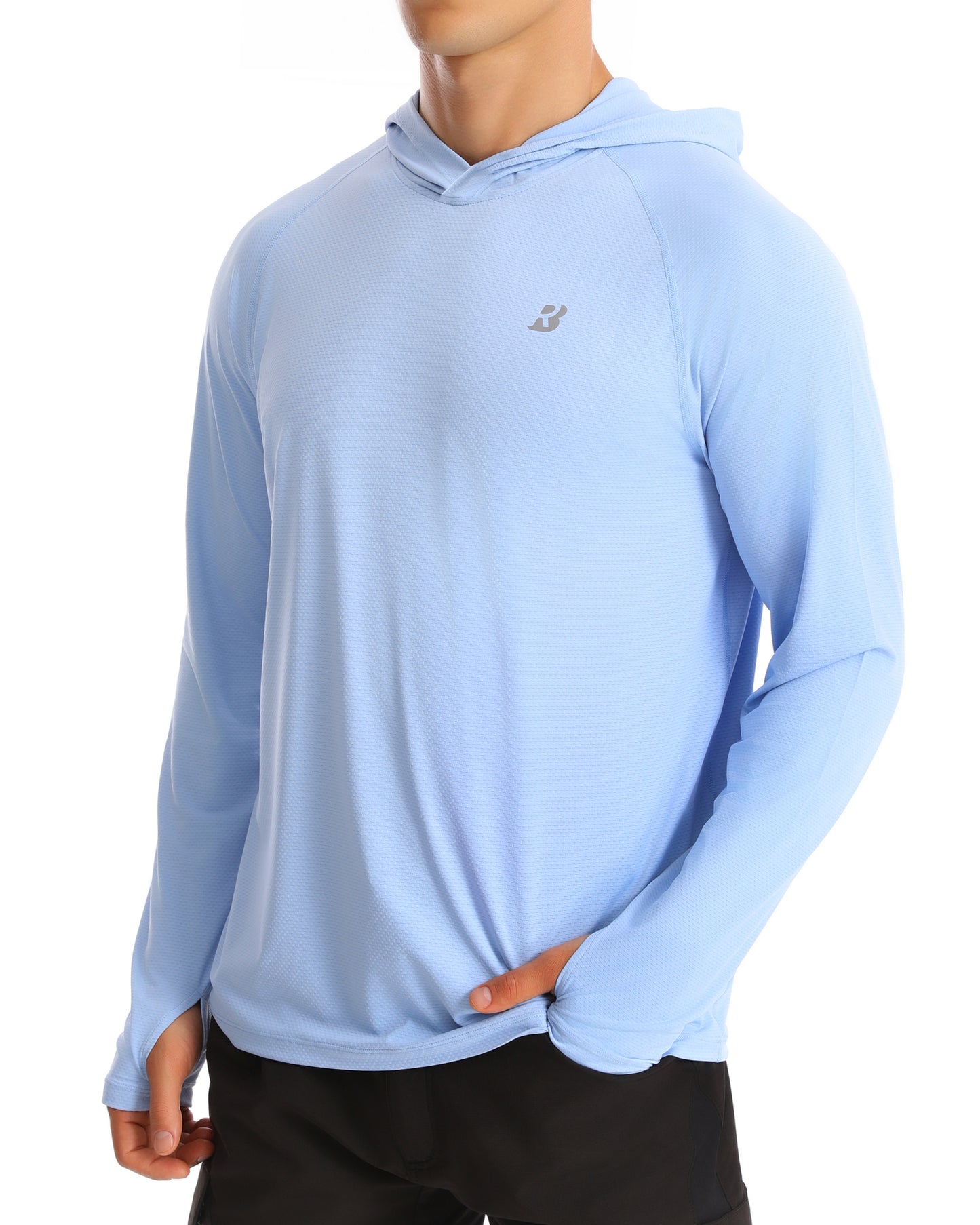 Roadbox UPF 50+ Fishing Shirts for Men, Long Sleeve UV Protection Sun Hoodie, Swim Rash Guard for Hiking Running Workout