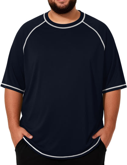 Roadbox Mens Big and Tall Swim Shirt, UPF 50+ Short Sleeve Rash Guard, UV Sun Protection Quick Dry Water T-Shirts for Beach