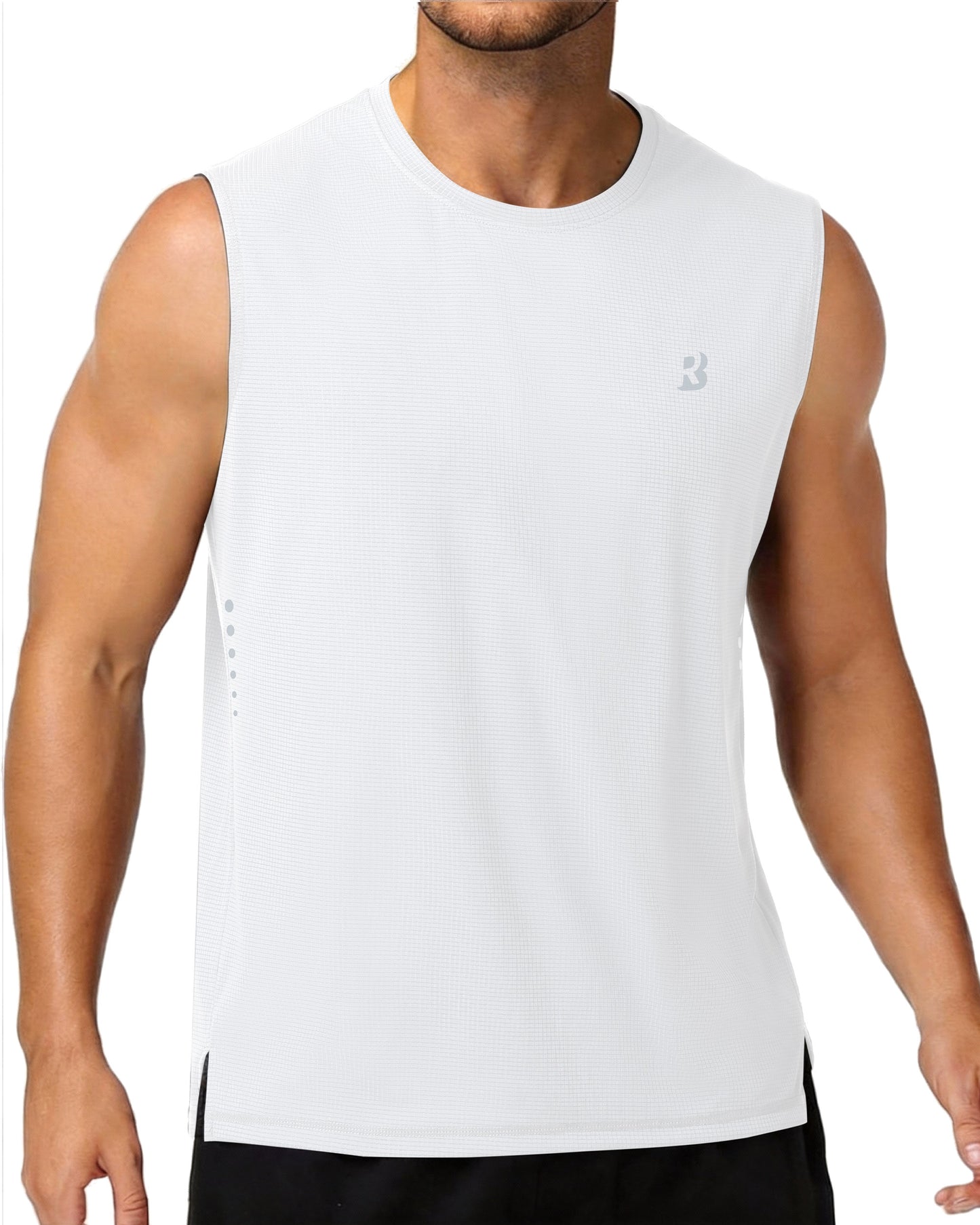 Roadbox Men’s Athletic Sleeveless Shirts, Quick Dry Workout Tank Top, Lightweight Muscle Shirts for Sports Gym Running Summer