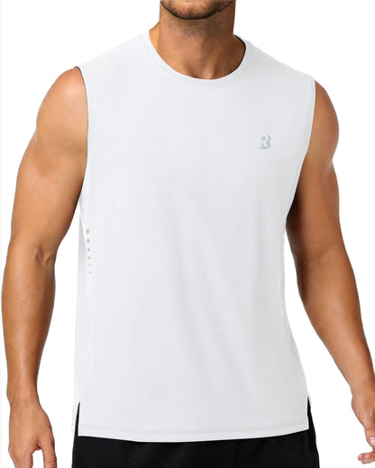 Roadbox Men’s Athletic Sleeveless Shirts, Quick Dry Workout Tank Top, Lightweight Muscle Shirts for Sports Gym Running Summer
