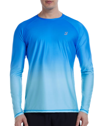 Roadbox Men's UPF 50+ Swim Shirts, Long Sleeve UV Sun Protection Rash Guard, Quick Dry SPF T-Shirt for Beach Surfing Fishing