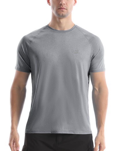 Roadbox Swim Shirts Short Sleeve for Men, Sun Protection UPF 50+ Fishing Rash Guard, UV Gym Workout Shirt for Running Outdoor