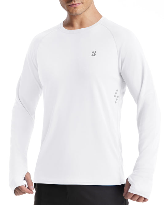 Roadbox Men's UPF 50+ Swim Rash Guard, Long Sleeve UV Sun Protection SPF Water Shirts Quick Dry for Outdoor Fishing Hiking