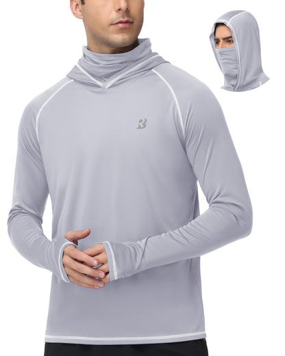 Roadbox Men's Sun Hoodie with Mask, UPF 50+ Long Sleeve Fishing Shirts, UV Outdoor Swim Hiking Running Workout Rash Guard