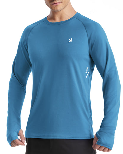 Roadbox Men's UPF 50+ Swim Rash Guard, Long Sleeve UV Sun Protection SPF Water Shirts Quick Dry for Outdoor Fishing Hiking