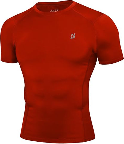 Roadbox Men's Compression Shirts Short Sleeve Football Workout Undershirts