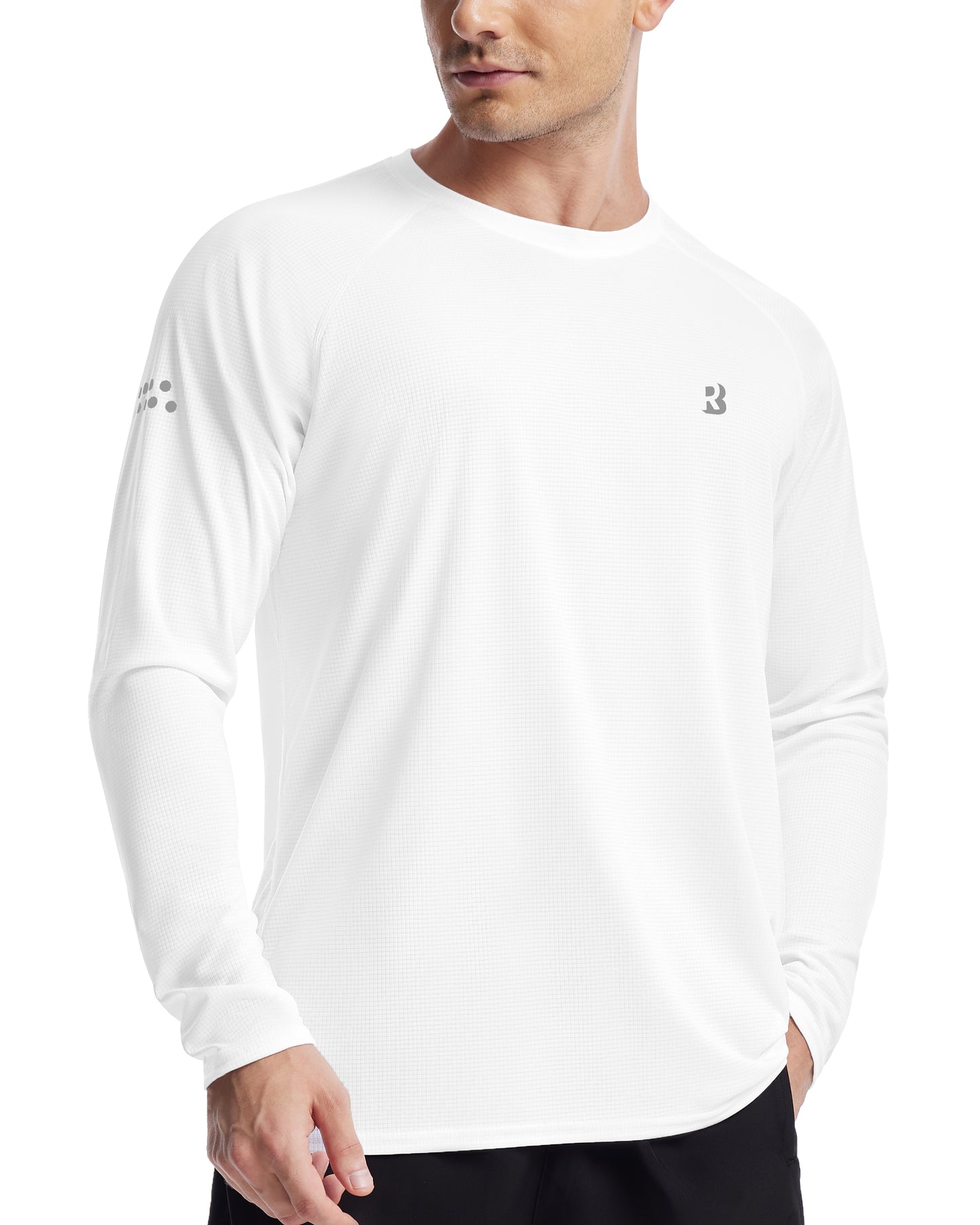 Roadbox Men's UPF 50+ Swim Rash Guard, Long Sleeve UV Sun Protection SPF Water Shirts Quick Dry for Outdoor Fishing Hiking