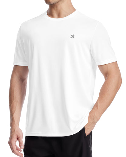 Roadbox Men's UPF 50+ Rash Guard Short Sleeve, Quick Dry UV Sun Protection SPF Athletic Swim Shirts for Workout Running Gym