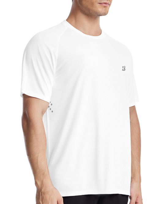 Roadbox Men's UPF 50+ Swim Rash Guard, Short Sleeve UV Sun Protection Workout Athletic Shirts Quick Dry Gym Running Tee Tops