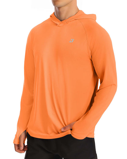 Roadbox UPF 50+ Fishing Shirts for Men, Long Sleeve UV Protection Sun Hoodie, Swim Rash Guard for Hiking Running Workout