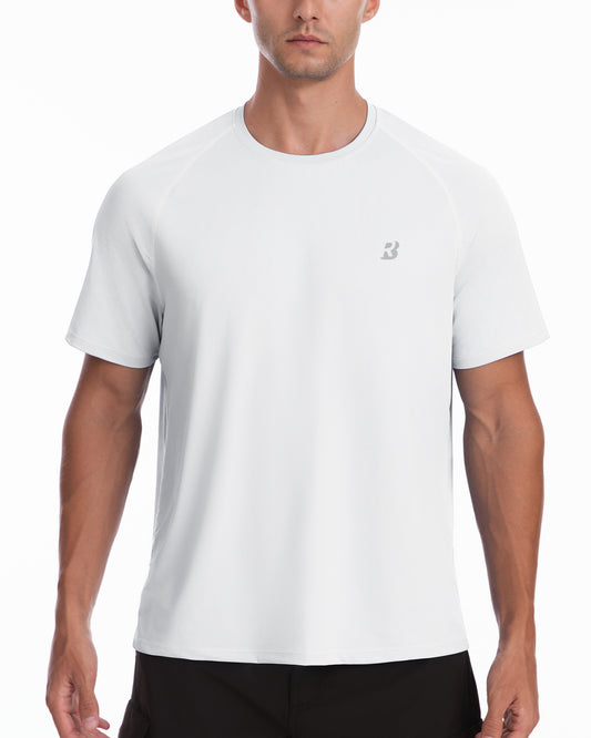 Roadbox Men's Rash Guard Short Sleeve, UPF 50+ UV Sun Protection Water T-Shirts, Cool Dry Swim Shirts for Surf Beach Fishing