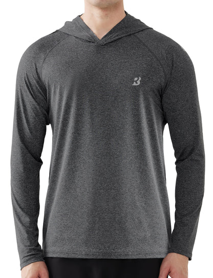 Roadbox Men's UPF 50+ Fishing Shirts, Long Sleeve UV Sun Protection SPF Hoodie, Quick Dry Swim Rash Guard for Outdoor Hiking