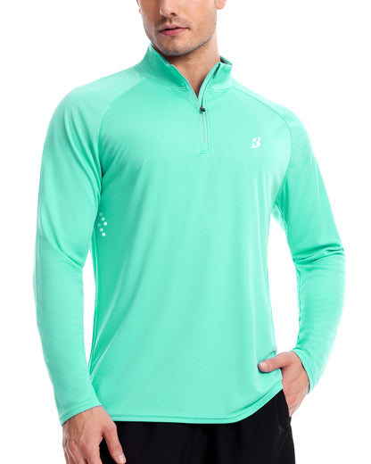Roadbox Men's UPF 50+ UV Sun Protection Shirts, 1/4 Zip Athletic Pullover Long Sleeve, Running Fishing Rash Guard T-Shirt