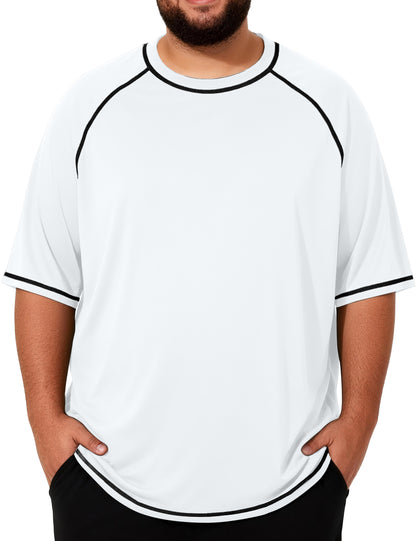Roadbox Mens Big and Tall Swim Shirt, UPF 50+ Short Sleeve Rash Guard, UV Sun Protection Quick Dry Water T-Shirts for Beach