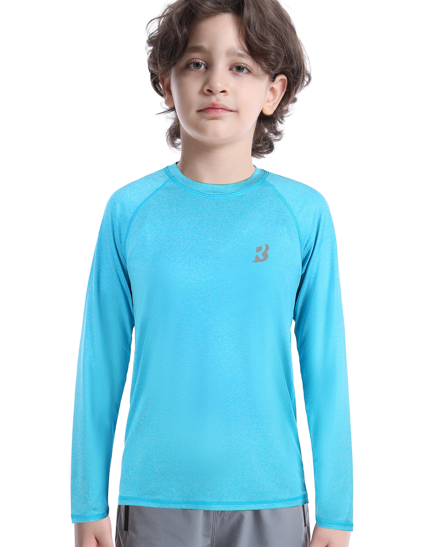 Roadbox Boys Rash Guard Swim Shirt, UPF 50 Sun Protection Long Sleeve, Quick Dry Swimming Fishing Shirts for Kids Youth