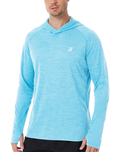 Roadbox UPF 50+ Fishing Shirts for Men, Long Sleeve UV Sun Protection Lightweight Rash Guard Hoodie for Hiking Workout