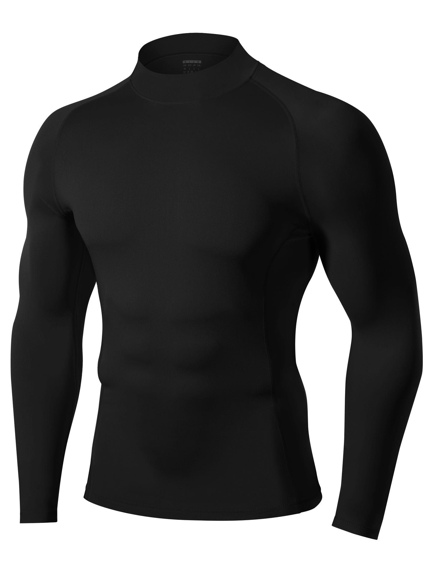 Roadbox Men's Compression Shirt, Mock Turtleneck Long Sleeve Undershirt, Quick Dry Athletic Base Layer for Sports and Workout