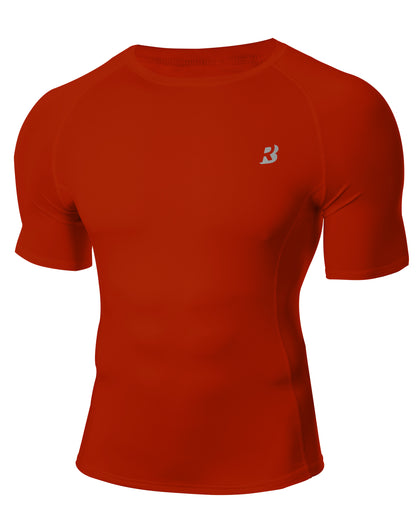 Roadbox Compression Shirt Men Short Sleeve, Cool Dry Base Layer Athletic Undershirts, Workout T-Shirt for Sports Gym Running