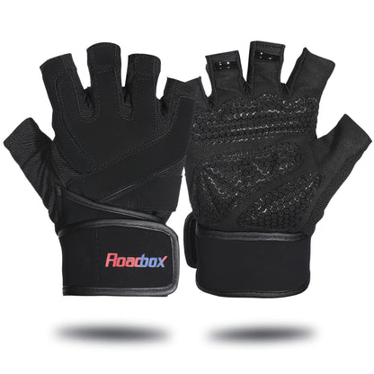 Roadbox Workout Gloves for Men Women - Weight Lifting Gym Execise Padded Anti-Slip Gloves with Extended Wrist Wrap Support