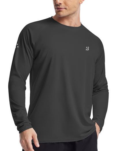 Roadbox Men's UPF 50+ Swim Rash Guard, Long Sleeve UV Sun Protection SPF Water Shirts Quick Dry for Outdoor Fishing Hiking